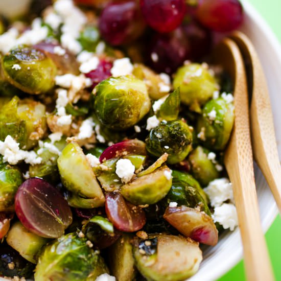 Roasted Brussels Sprouts & Grapes