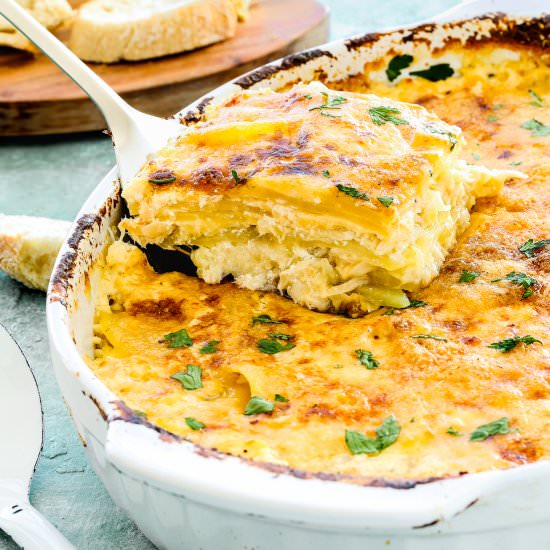 Cheesy Potatoes and Cod Casserole