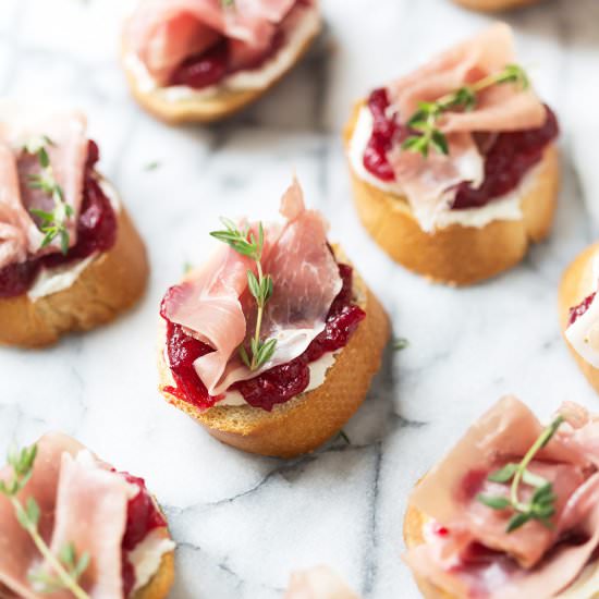 Cranberry & Prosciutto Crostini