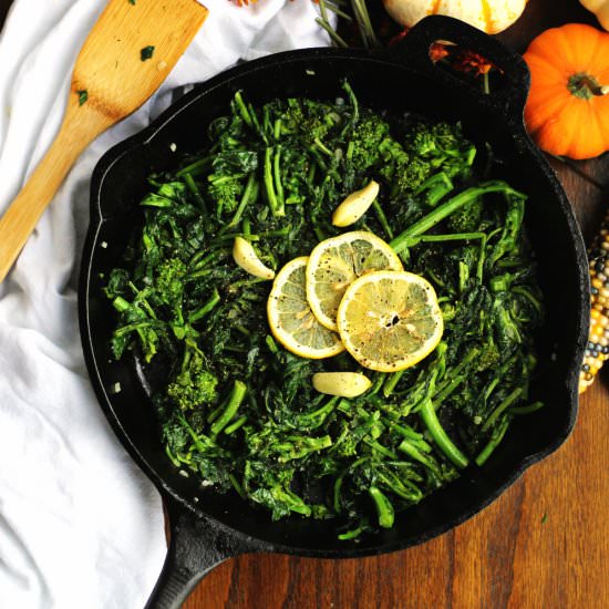 Sauteed broccoli rabe and kale