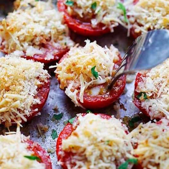 Garlic Parmesan Baked Tomatoes