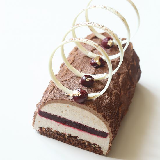 Chestnut Cherry Yule Log Cake