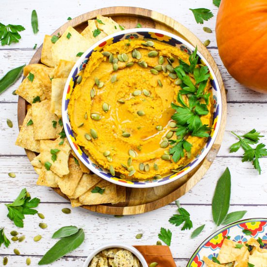 Pumpkin Hummus with Fried Sage