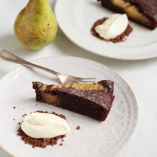 Chocolate and Pear Almond Tart