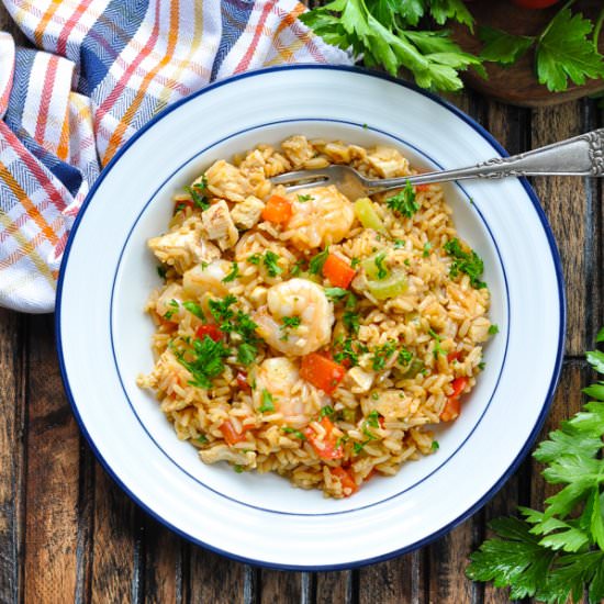 One Pot Turkey Jambalaya w/ Shrimp