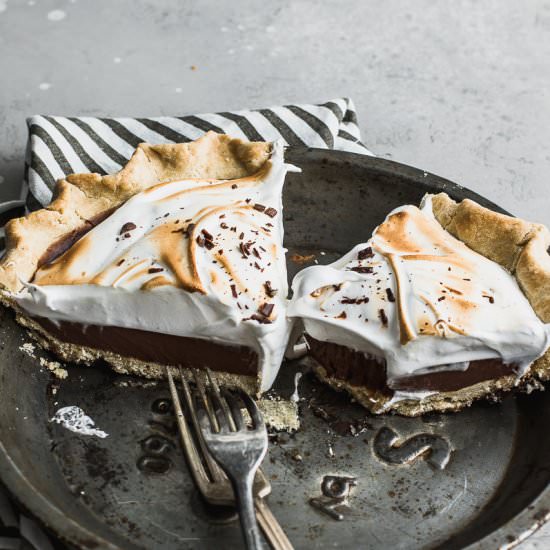 Chocolate Pie Torched Meringue