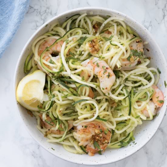 Zucchini Noodle Shrimp Scampi