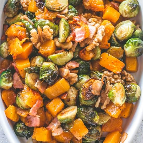 Roasted Squash and Brussels Sprouts