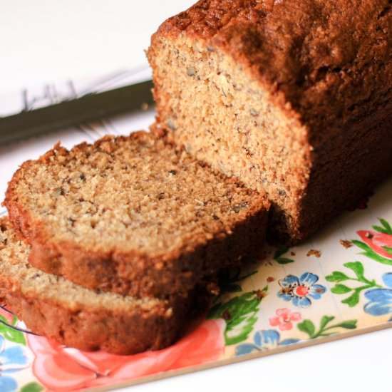 Coconut banana bread with pecans