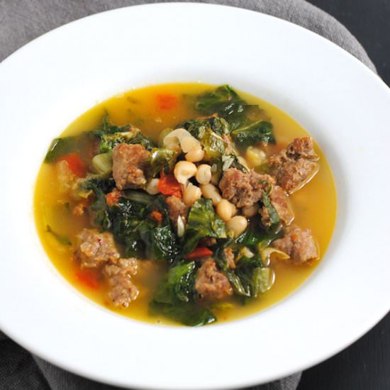 Escarole soup with sausage & beans