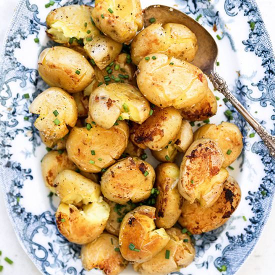 Crispy Smashed Potatoes with Miso