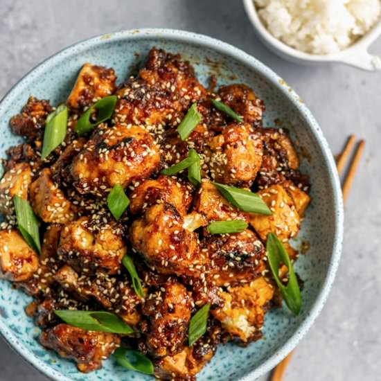 Sticky Teriyaki Tofu & Cauliflower