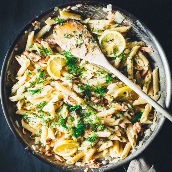 Creamy Lemon Vodka Salmon Pasta