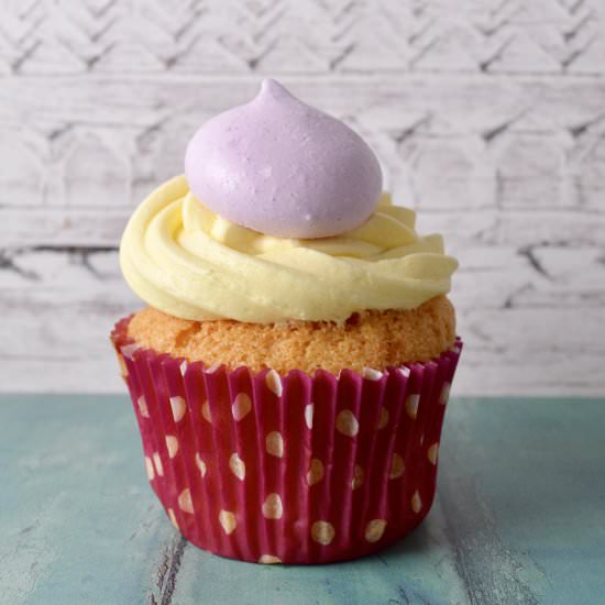 Lemon Cupcakes with Lavender Kisses