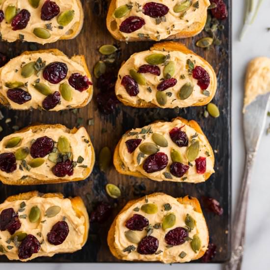 Pumpkin Goat Cheese Crostini