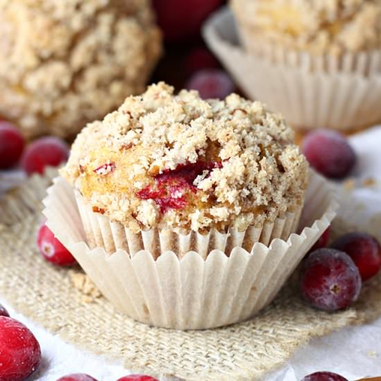 Pumpkin Cranberry Streusel Muffins