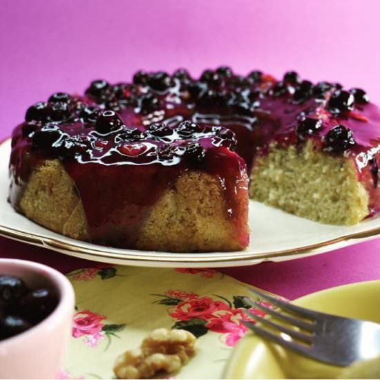 Vegan Walnut Blueberry Glaze Cake