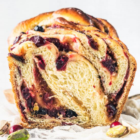 Pistachio Cranberry Babka