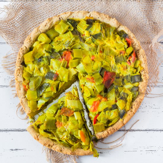 Vegan Deep Dish Leek Pizza
