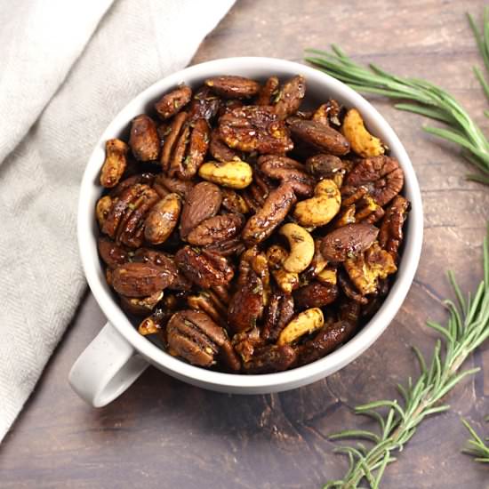 Savory Rosemary Roasted Mixed Nuts