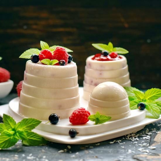 Coconut Blancmange with Raspberries
