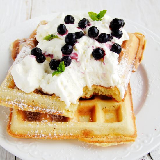 waffles with whipped cream