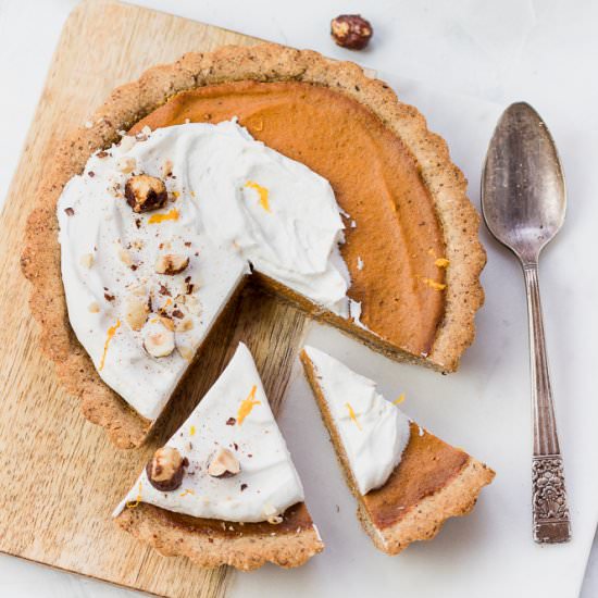 Pumpkin Tart with Hazelnut Crust
