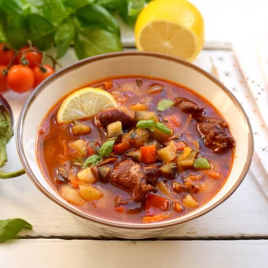Tomato Soup with Eggplants