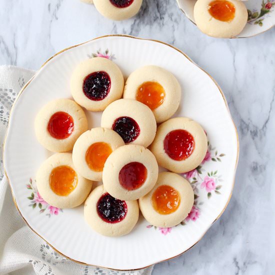 Eggless thumbprint cookies