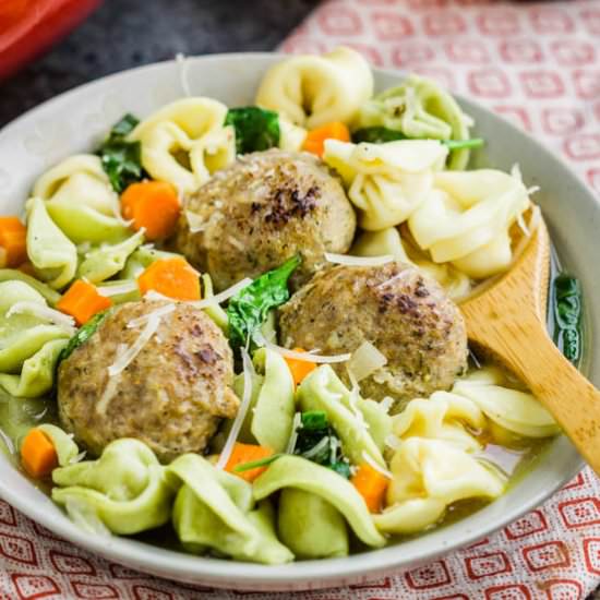 Turkey Meatball Tortellini Soup