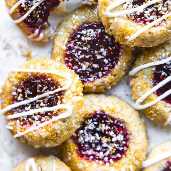 Vegan Raspberry Thumbprint Cookies