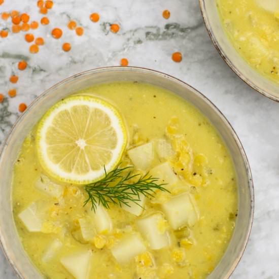 Lemony Lentil Turnip Chowder