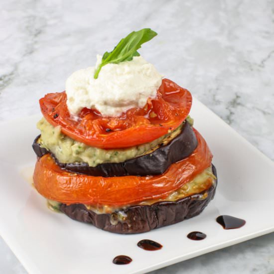 Roasted Eggplant Tomato Stacks