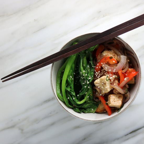 Spicy Marinated Tofu Rice Bowl