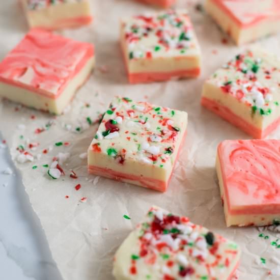 Peppermint White Chocolate Fudge