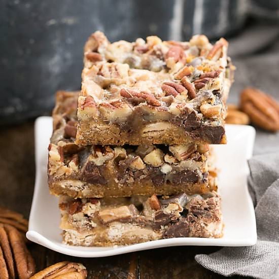 Toffee Caramel Magic Cookie Bars