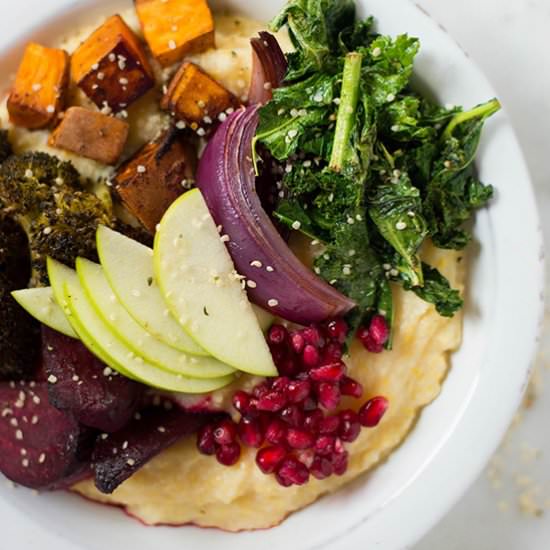 Buddha Bowl on Cauliflower Grits