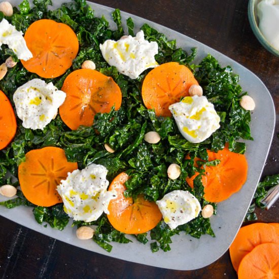 Kale Salad with Persimmon & Burrata