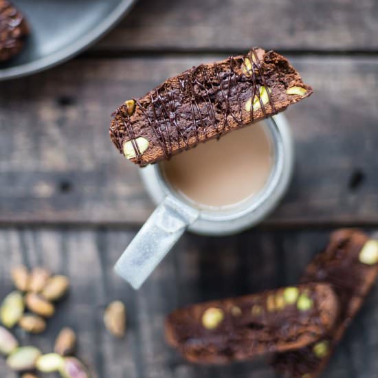 Paleo Chocolate Pistachio Biscotti
