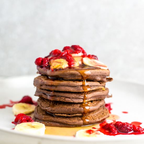 Chocolate Vegan Protein Pancakes