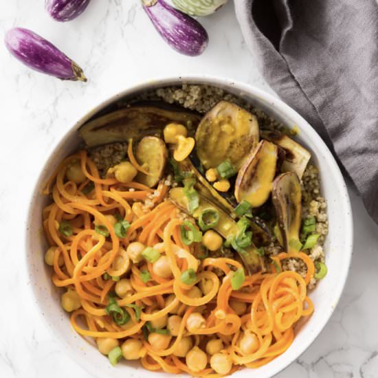 Coconut Carrot Bowls with Eggplant