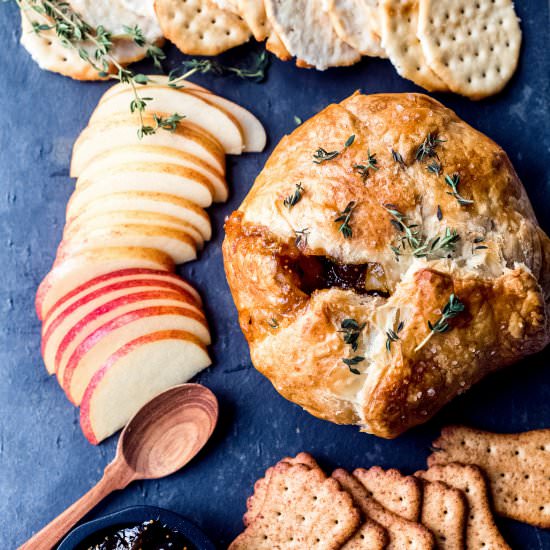 Baked Brie with Fig Jam and Honey