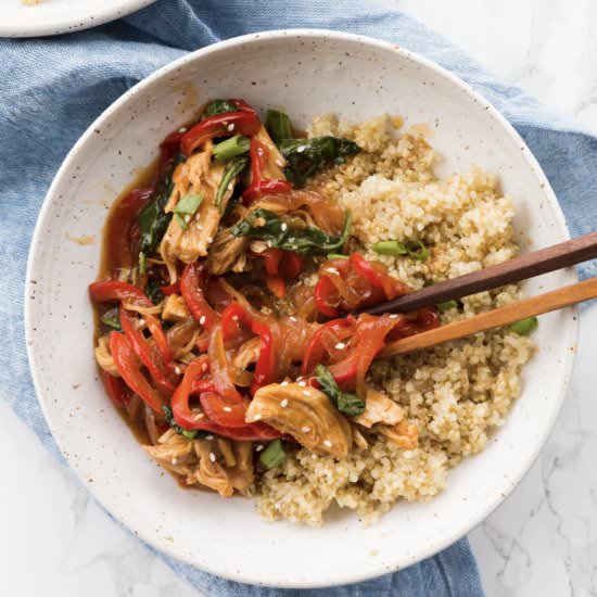 Chicken Bowl with Spiralized Pepper