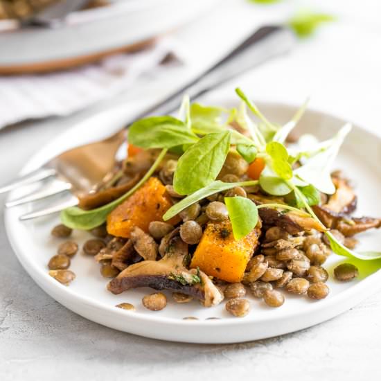 Warm Lentil Salad with Squash