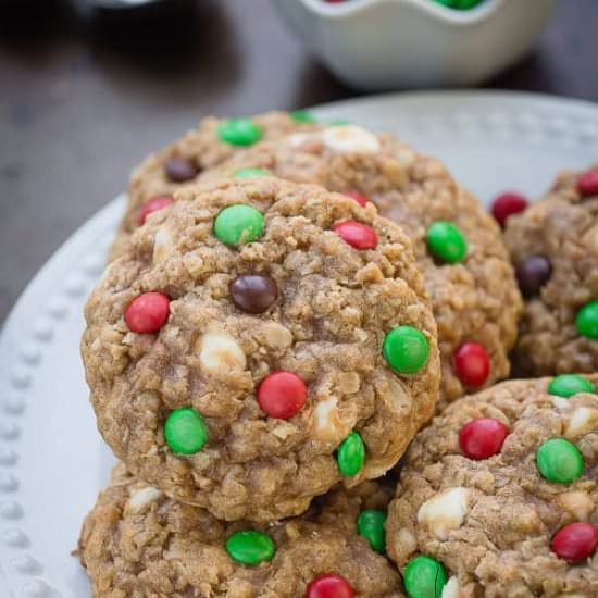 Christmas Oatmeal M&M Cookies
