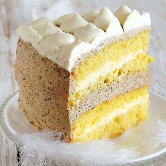cake with coffee and vanilla cream