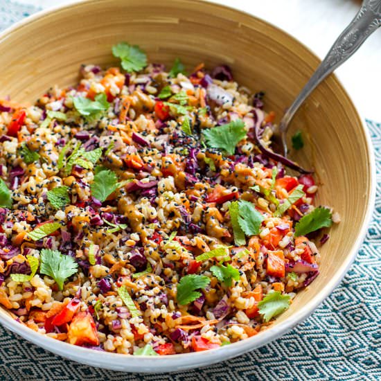 Asian Brown Rice Salad (Vegan, GF)