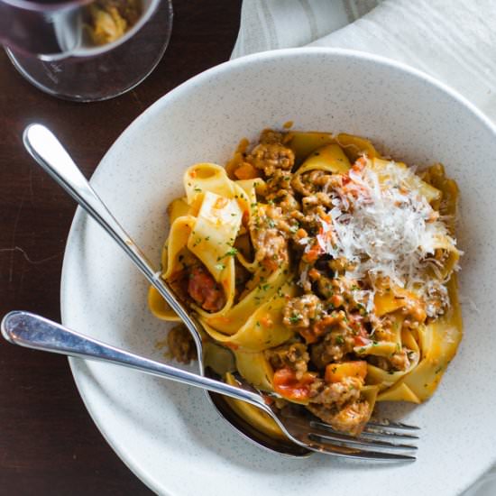 Spicy Sausage Pappardelle