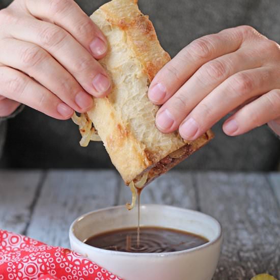 Vegan French dip sandwich