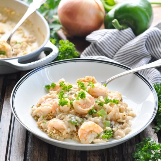 Dump and Bake Shrimp and Rice